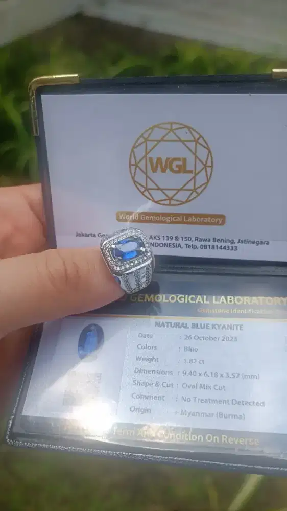 Cincin perak Blue Kyanite size 8.5 bermemo