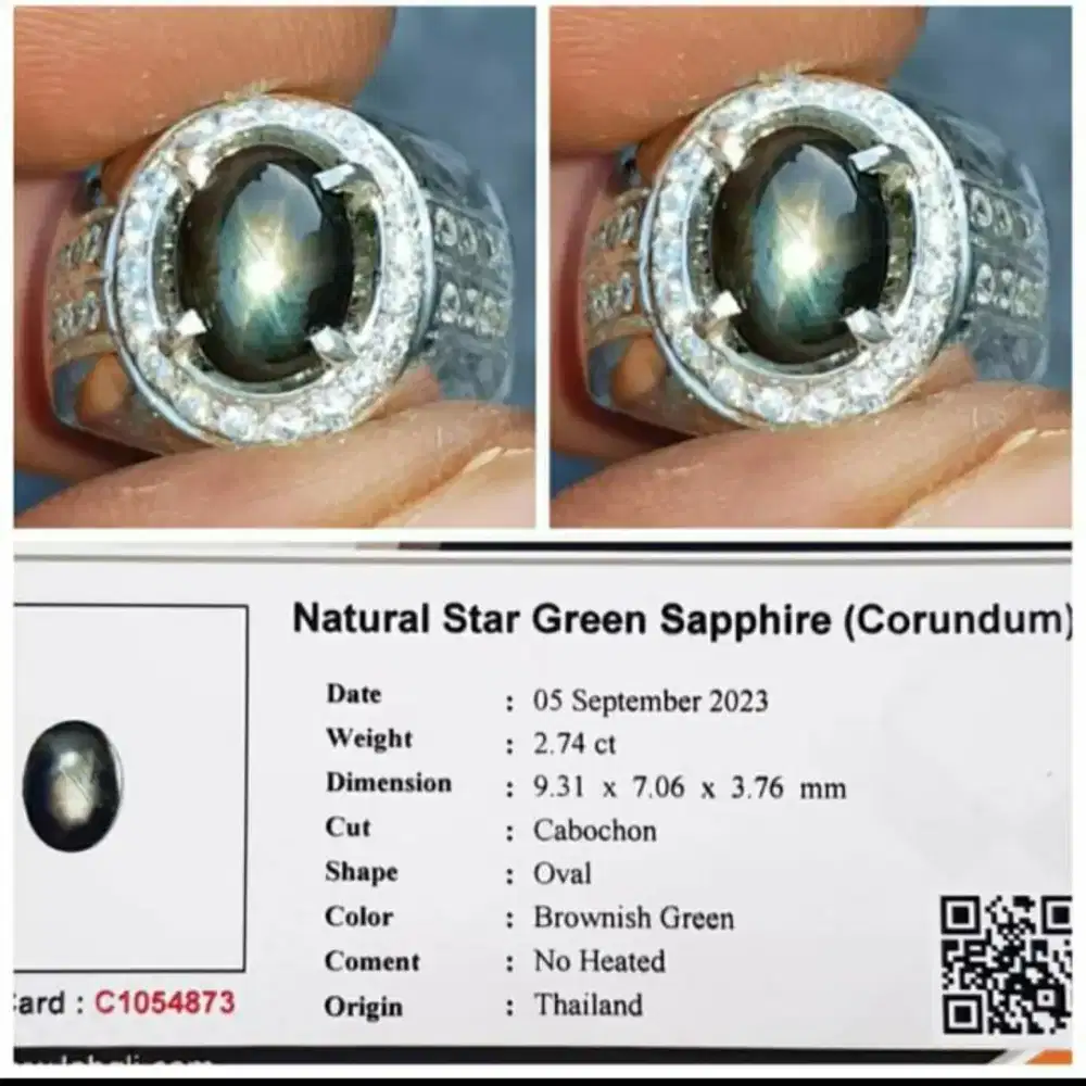 Batu permata green star safir