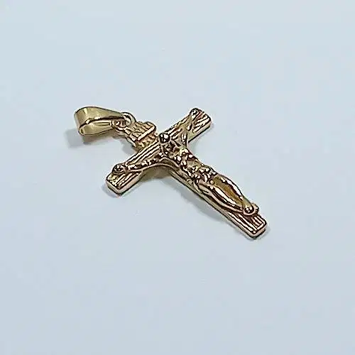 Liontin Kalung Salib Yesus Titanium Gold 2,8cm x 4cm Cross Necklace