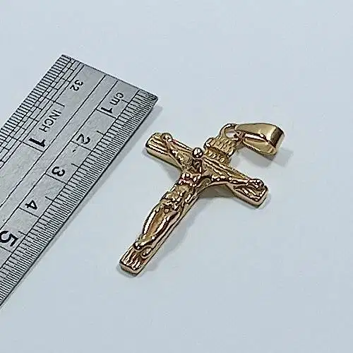 Liontin Kalung Salib Yesus Titanium Gold 2,8cm x 4cm Cross Necklace