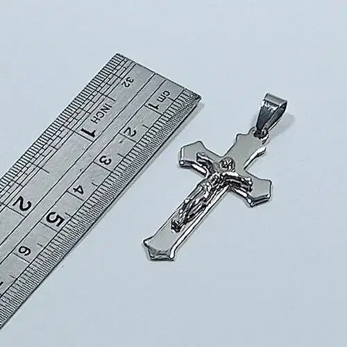 Liontin Kalung Salib Yesus Titanium Silver Cross Necklace New Model
