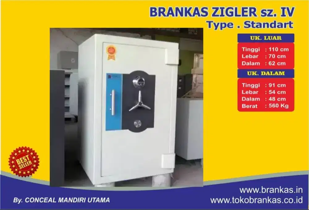 Lemari besi Brankas Tahan Api Zigler Safe size III (Tinggi 85 cm)