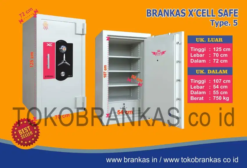 Brankas XCELL type 5 Lemari besi TINGGI 125 cm Brangkas Cash Box