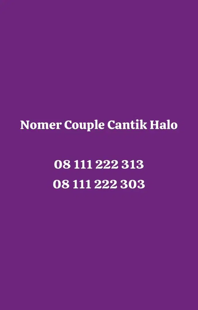 Nomer Cantik Couple Halo Telkomsel