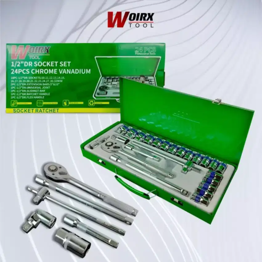 Kunci Sok Shock Box Set 24 Pc 8 - 32 mm Motor 1/2 Inch RRC TEKIRO BENZ