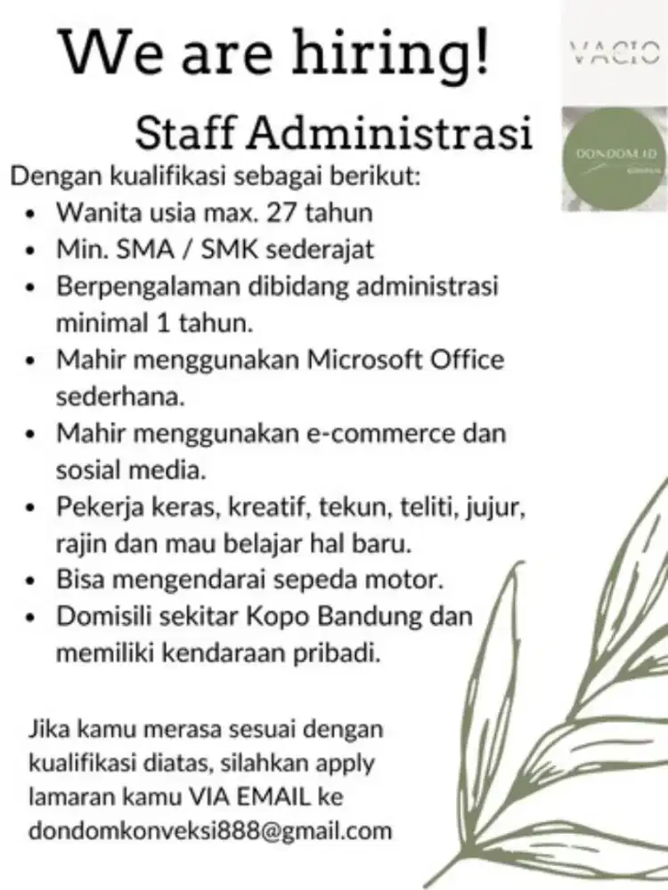 LOWONGAN PEKERJAAN ADMINISTRASI - Lowongan - 914413994