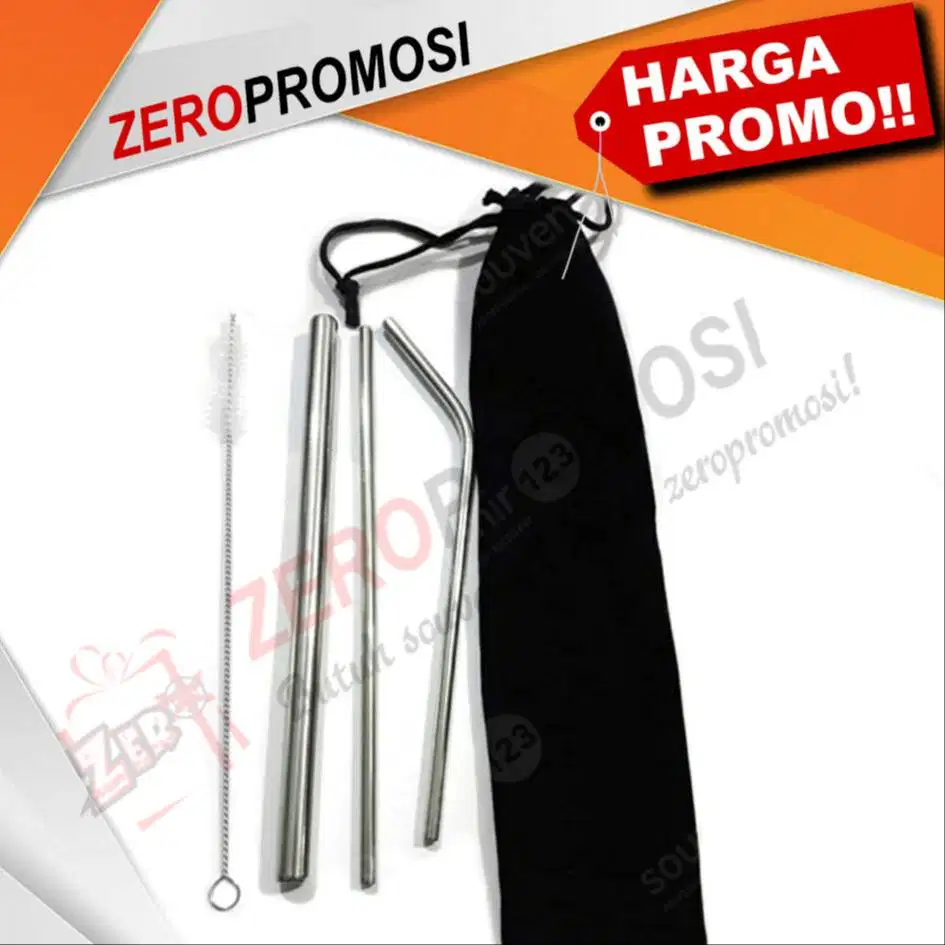 Souvenir Sedotan Stainless Steel Ramah Lingkungan Custom Logo