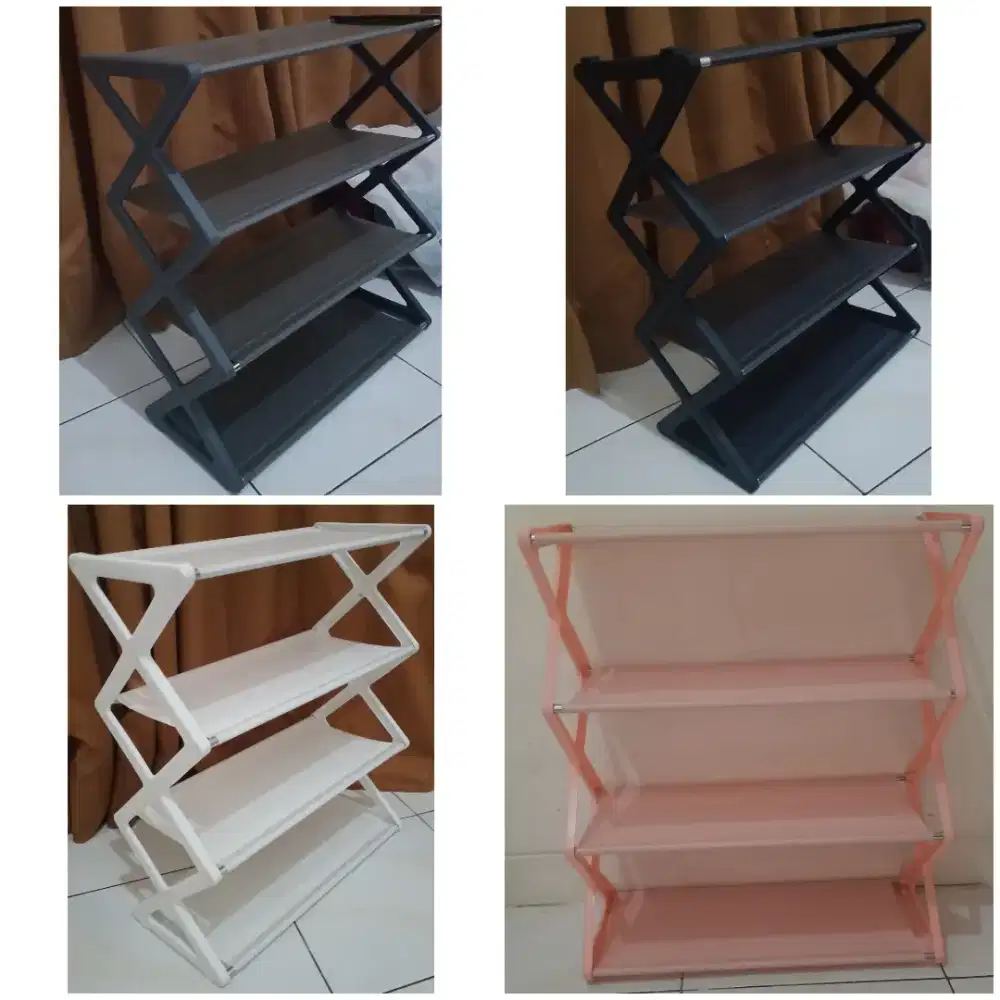 Rak Sepatu/Rak Serbaguna 4tingkat Model Zigzag Uk.42x18x49cm BARU