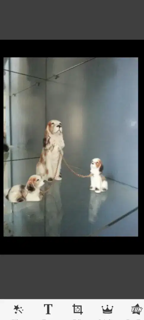 Patung keramik anjing beserta 2 anak nya.MURAH