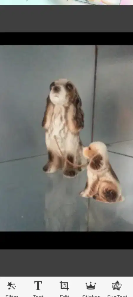 patung keramik anjing & anak anjing.MURAH