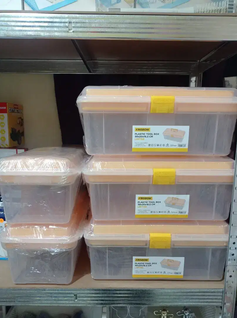 KRISBOW Tool Box Plastik 38x20x16,5cm Storage Perkakas Kuning Ace