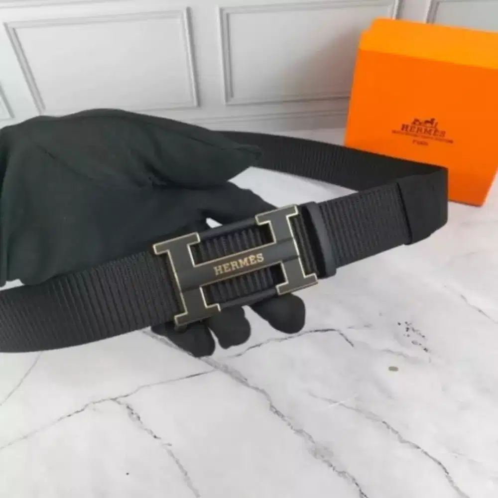BELT HERMES MEN BLACK STRAP FULLSET BOX PANJANG TALI 120CM