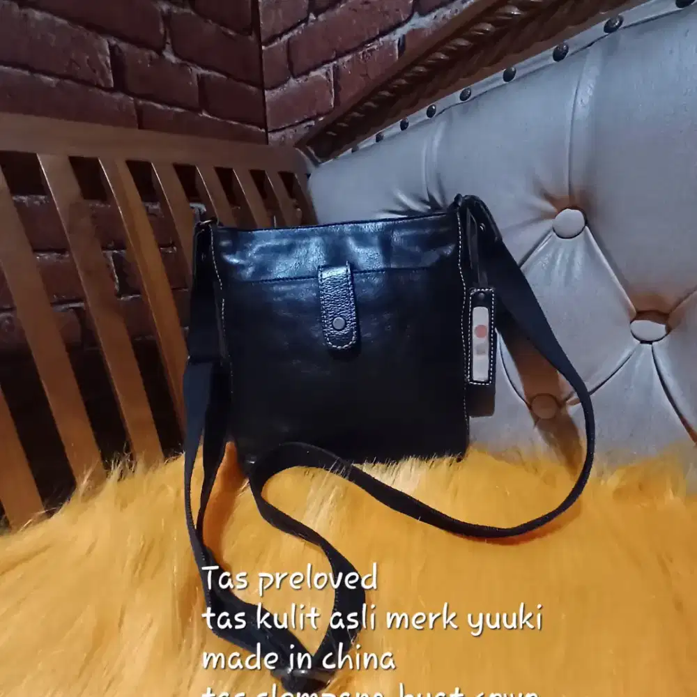 Tas kulit asli tali panjang untuk pria