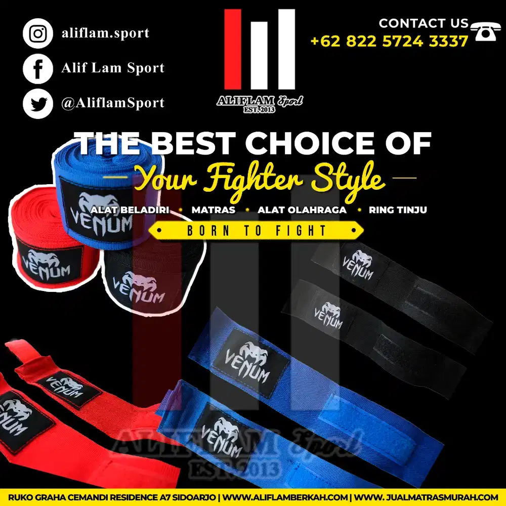 Handwrap Tinju Muaythai Boxing VENUM/BN | Bandage Pembalut Tangan Muay