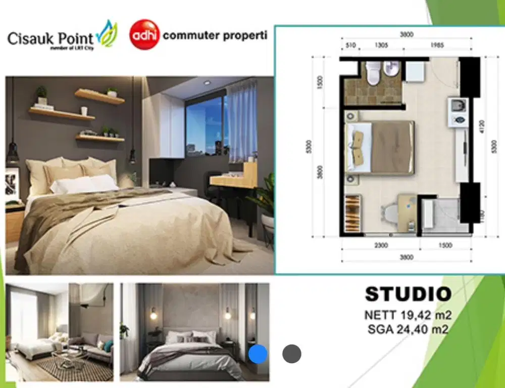 DIJUAL CEPAT 290jt Apartemen Cisauk Point - Studio with AC