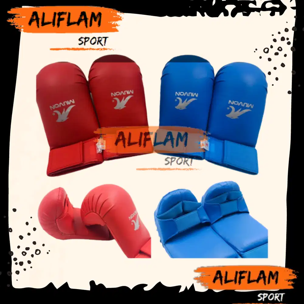 Sarung Tangan Karate MUVON | Hand Glove Karate DEWASA ANAK Merah Biru