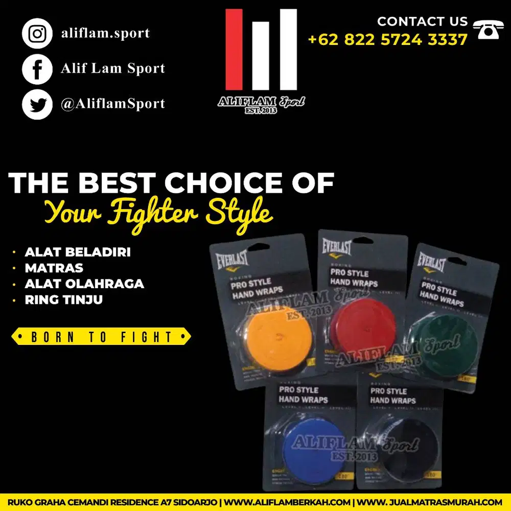 Handwrap Boxing EVERLAST ORI / TWINS Hand Wrap Muaythai Tinju Bandage