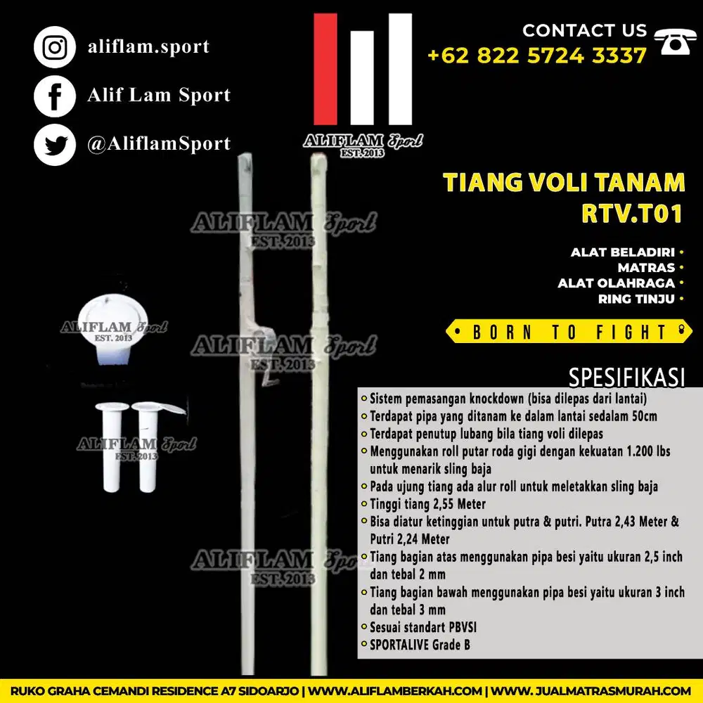 Tiang Net Voli Tanam RTV.T01 | Tiang Volly TANAM Volley Ball