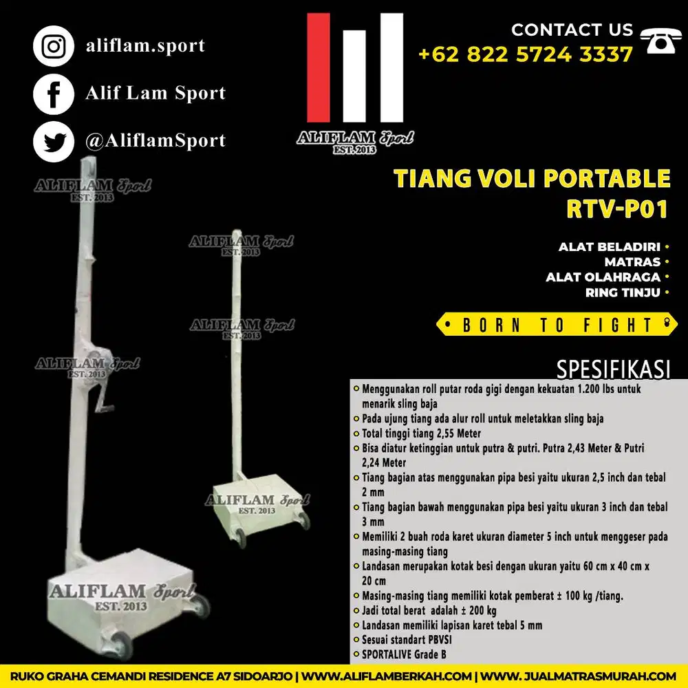 Tiang Net Voli PORTABLE RTV.P01 | Tiang Volly Portabel RODA Volley Bal