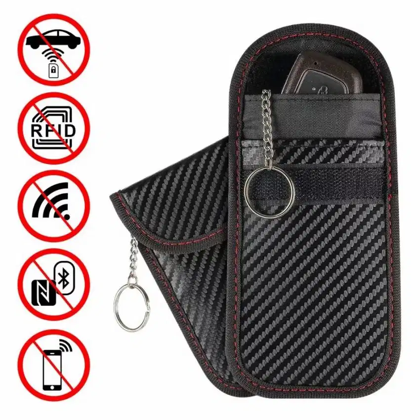 Dompet Kartu STNK Emoney Kunci Motor Anti RFID Signal Keychain Hitam