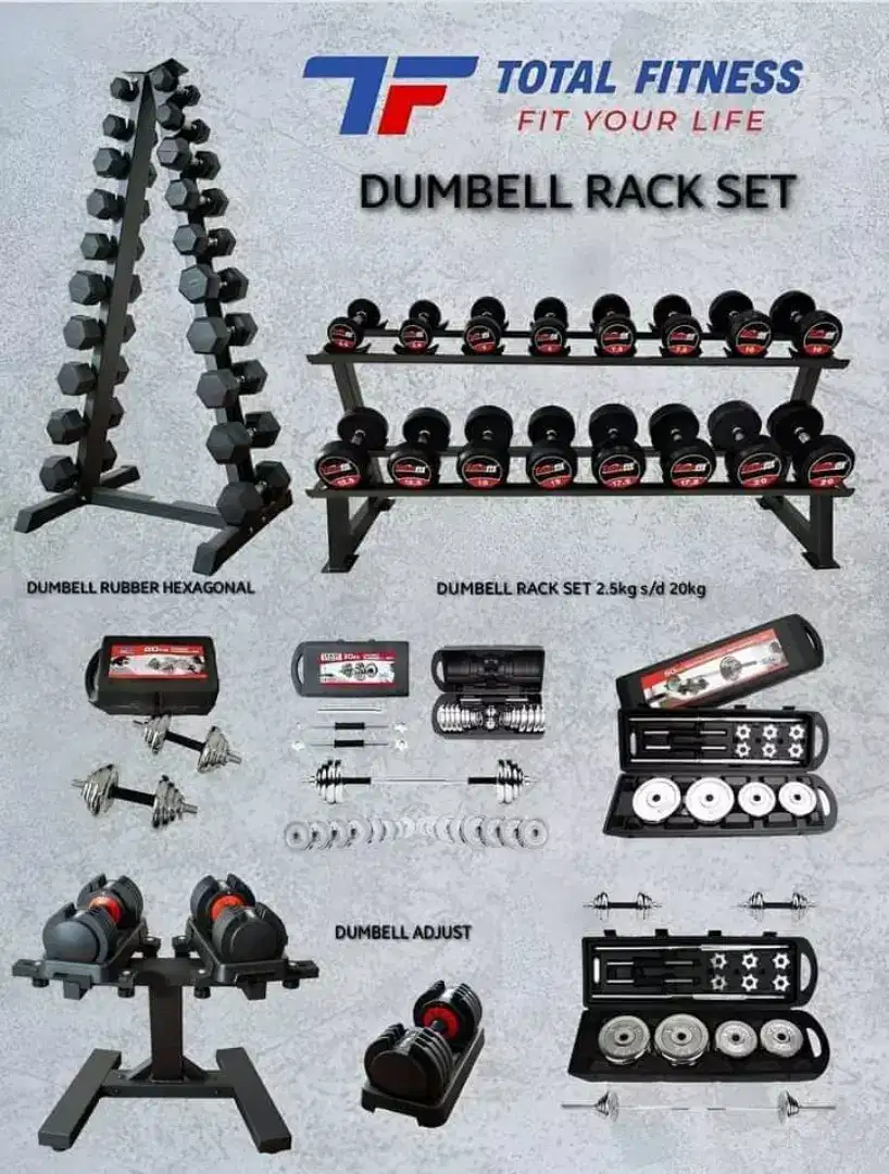 AIat fitness dumble set lengkap hexagonal