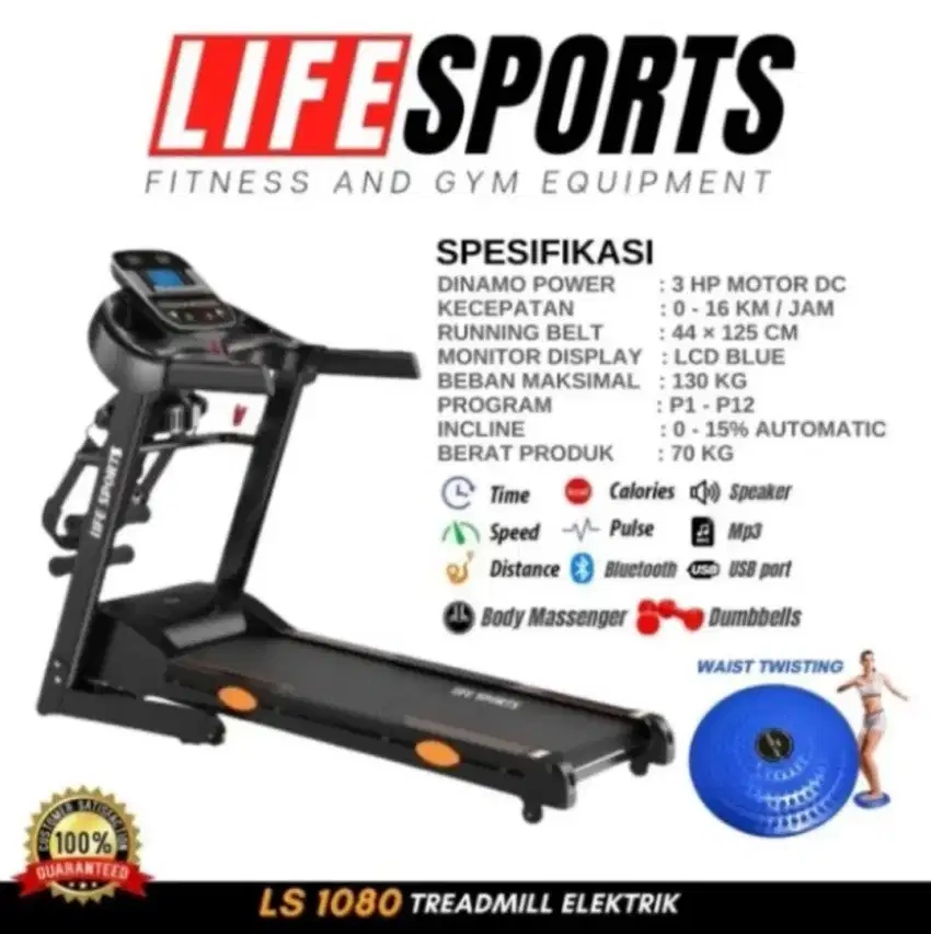 Treadmill Elektrik Lifesports LS-1080 / Treadmil rumahan murah