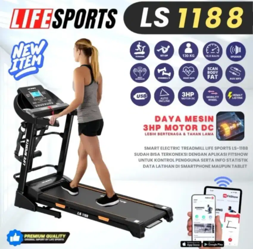 Treadmill elektrik Lifesports LS-1188 / Treadmil murah