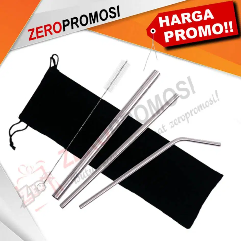 Paket Souvenir Sedotan Stainless Steel Ramah Lingkungan Custom Logo