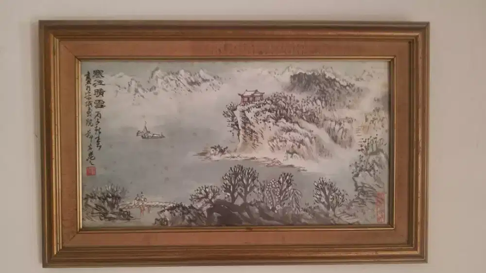 Lukisan antik Cina Contemporary Chinese watercolor landscape painting