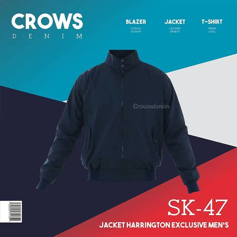Jaket Pria Casual, Harrington Navy Style