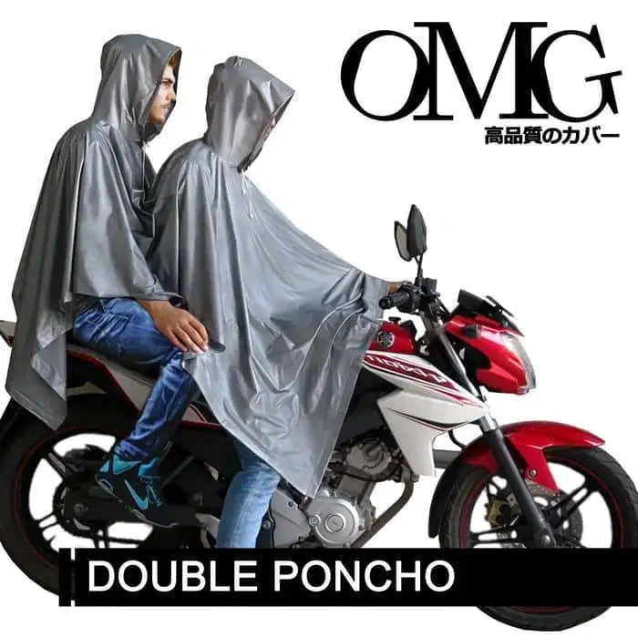 Jas Hujan OMG Motor Karet PVC Terusan Pasangan Double Ponco Raincoat