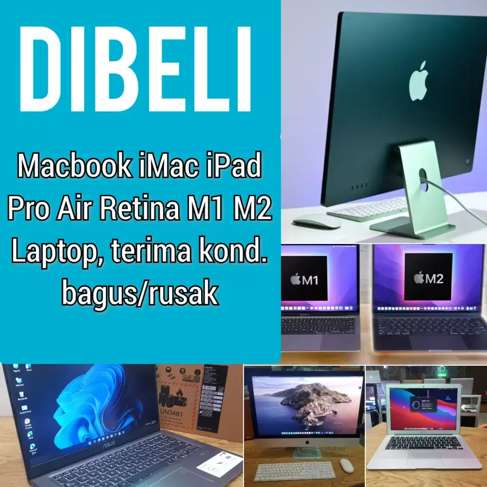 Terima Beli Macbook, iMac, Laptop, Kondisi Bagus/Rusak. Dijemput