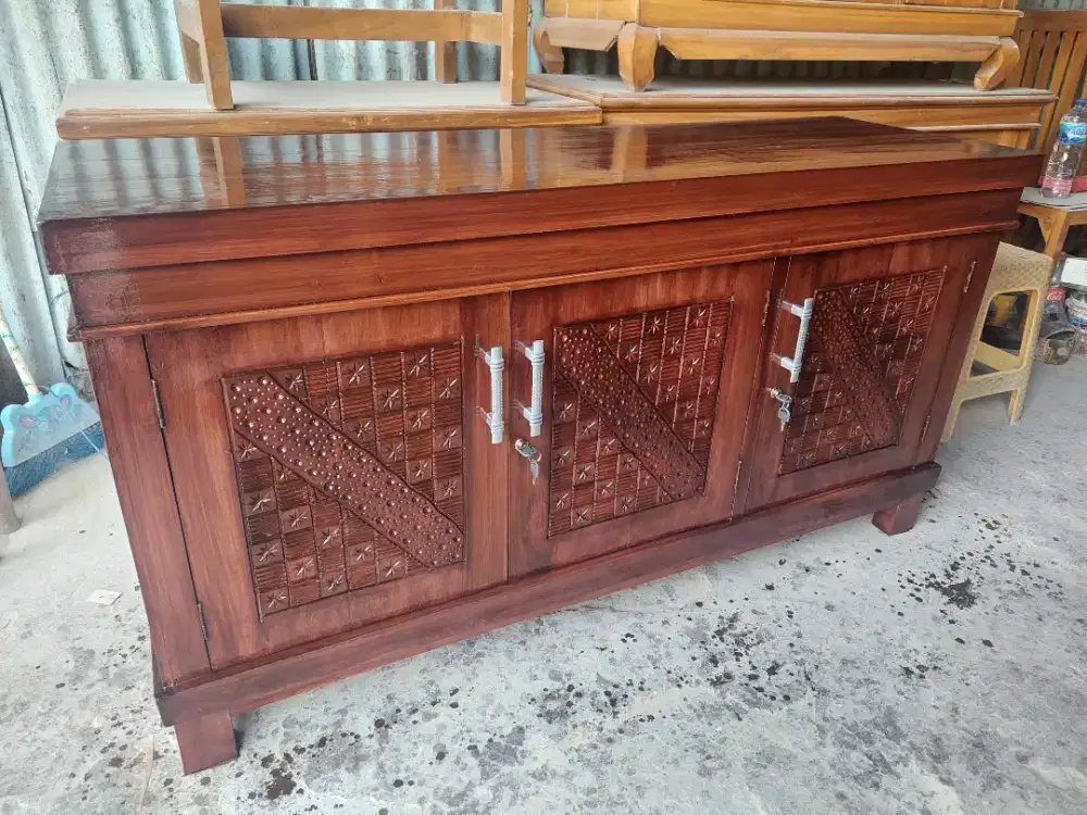 Bufet rata 1.5m Kayu Jati Minimalis