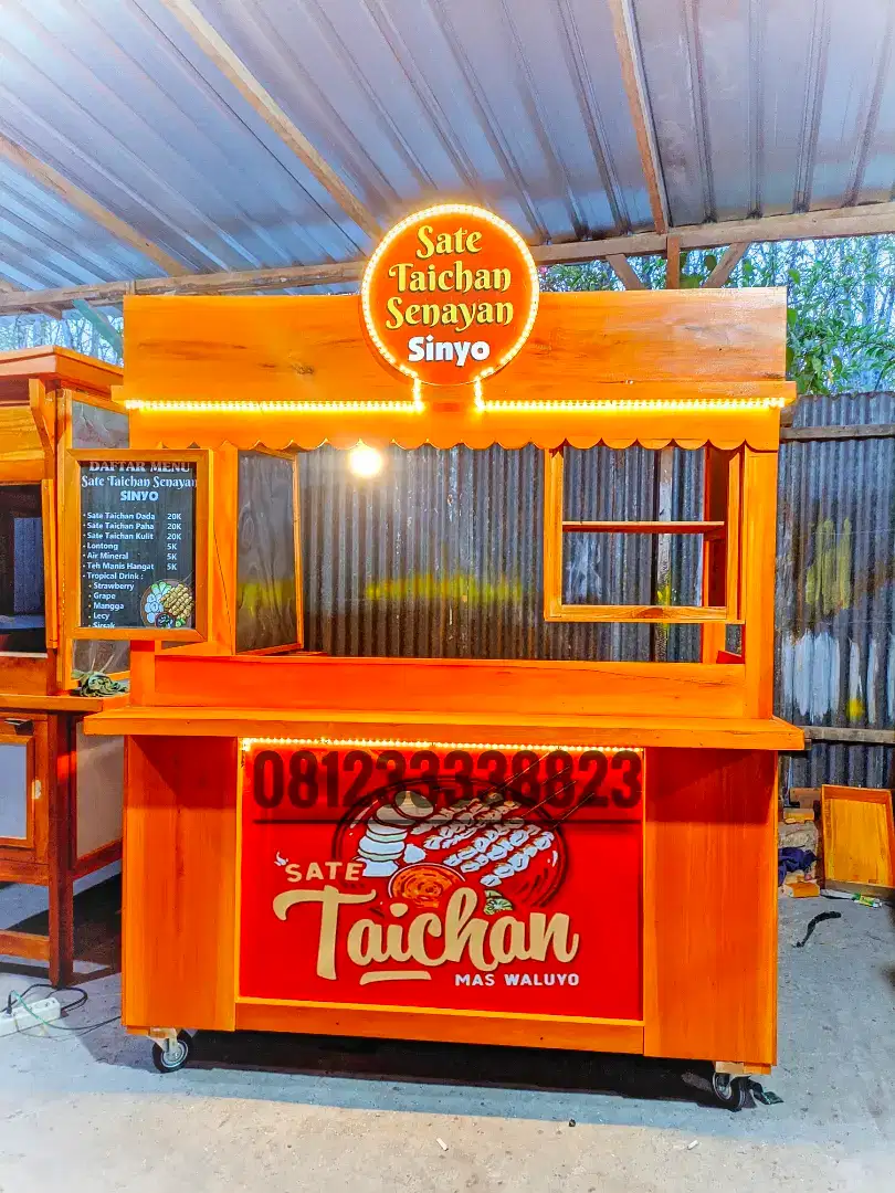 GEROBAK BOOTH SATE TAICHAN , GEROBAK MIE AYAM , GEROBAK MIE AYAM BAKSO
