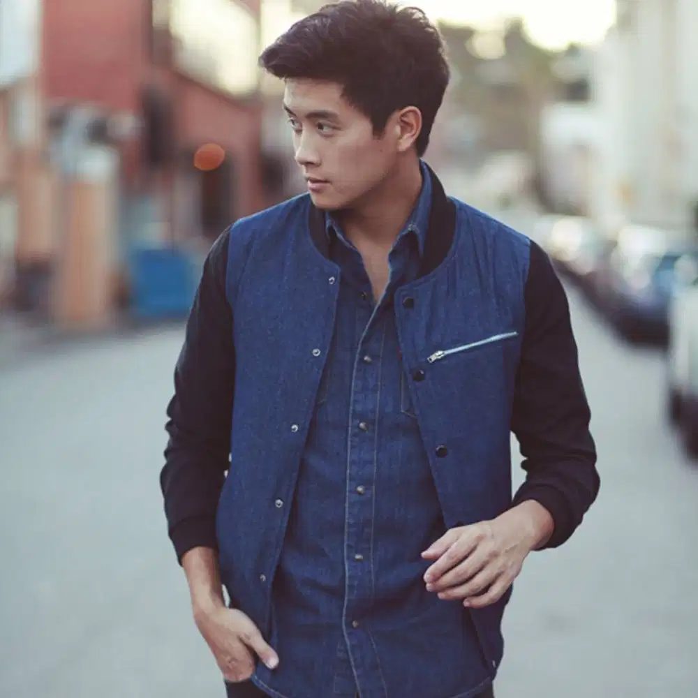 Jaket Denim Baseball Comby