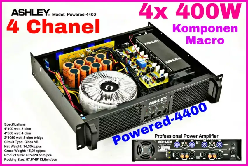 Power amplifier 4 chanel ASHLEY powered4400 4x 400W 8ohm