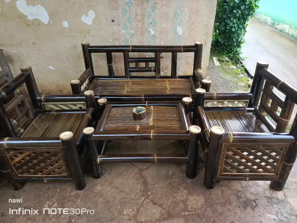 Kursi 1 set bale bambu hitam asli cod bayar di tempat