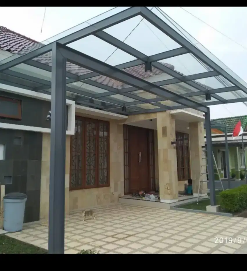 Canopy Solarflat, canopy kaca, Alderon, polycarbonate, zincalume, dll