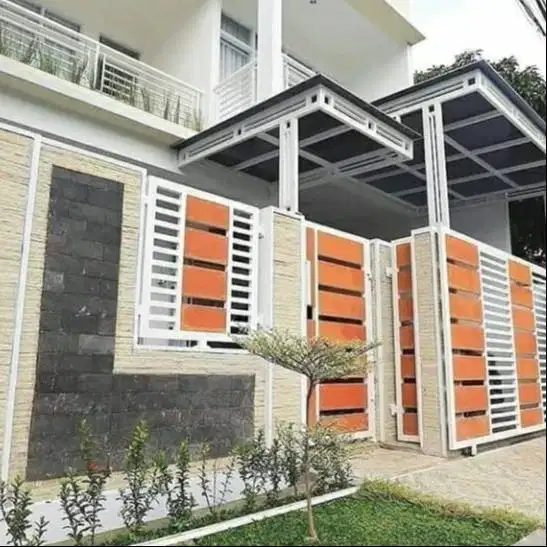 pagar minimalis kayu dan besi moderen berkualitas