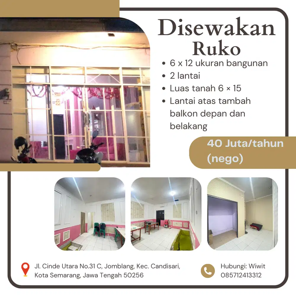 DISEWAKAN RUKO 2 LANTAI - Disewakan: Bangunan Komersil - 914964402