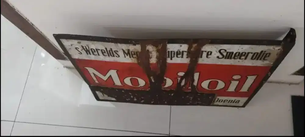 ENAMEL PLAT BESI MOBILOIL