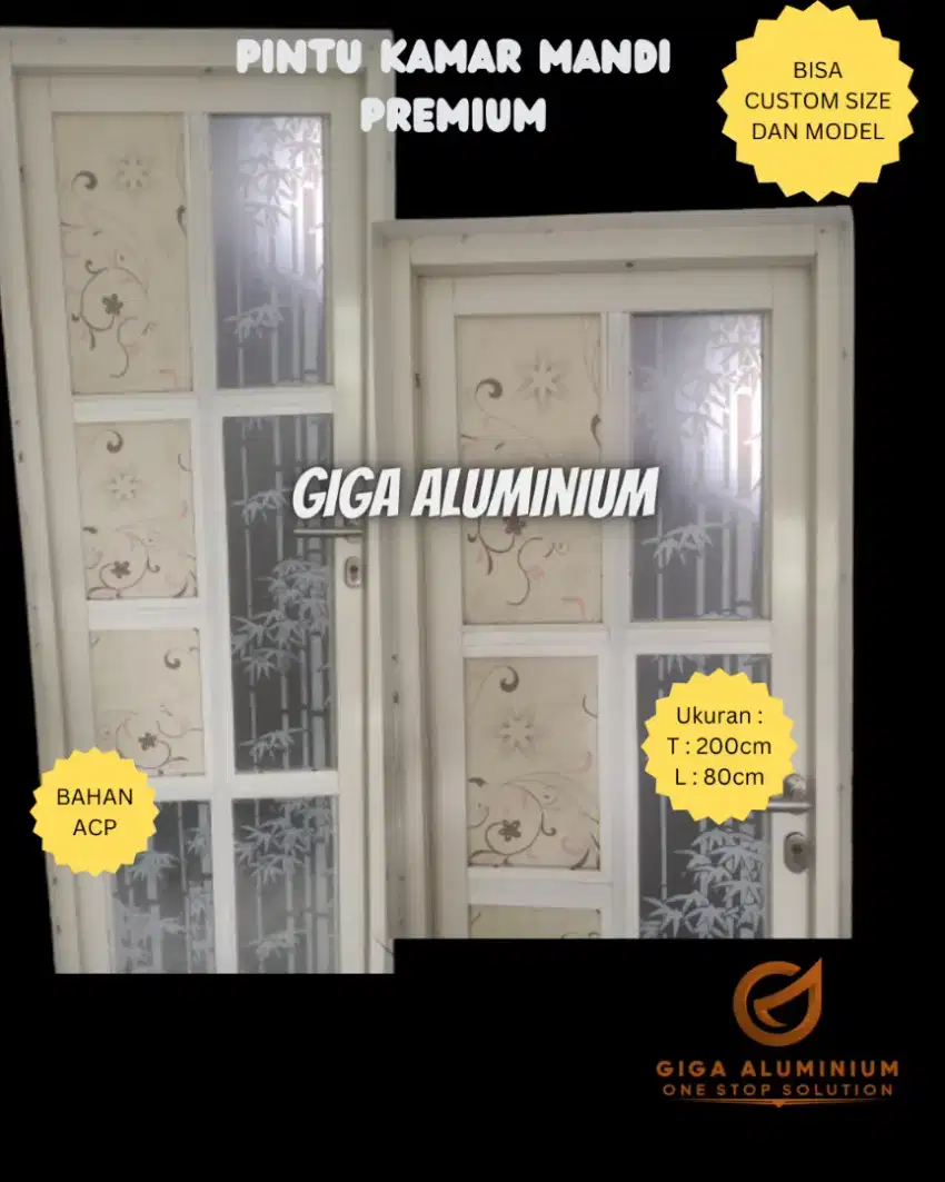 PINTU KAMAR MANDI ALUMINIUM MIX ACP+ACRYLIC ( DESIGN ELEGAN )