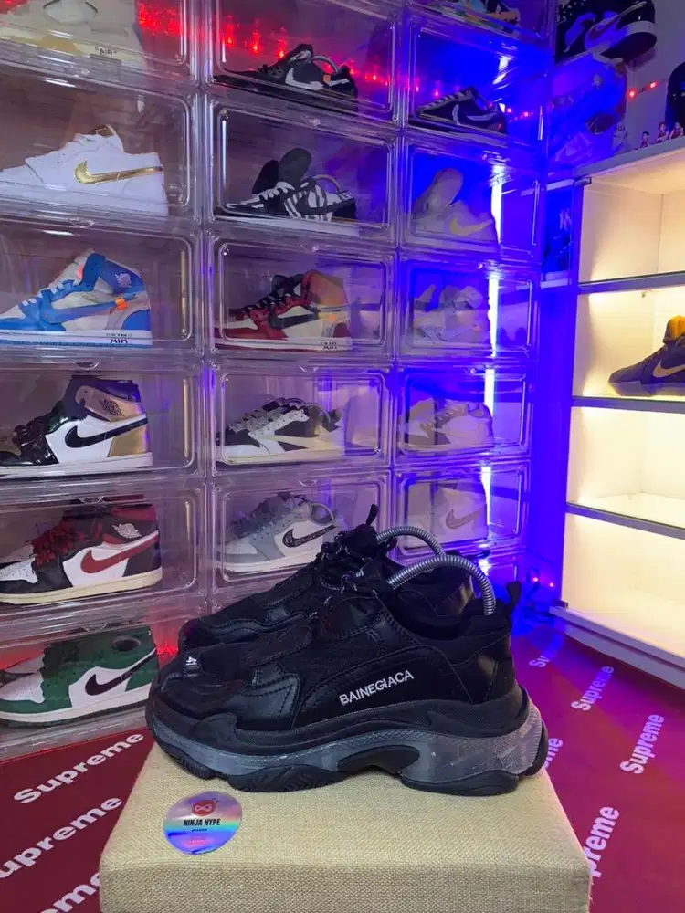 BAINEGIACA TRIPLE S CLEAR SOLE WHITE BLACK , TRIPLE S CLEAR SOLE