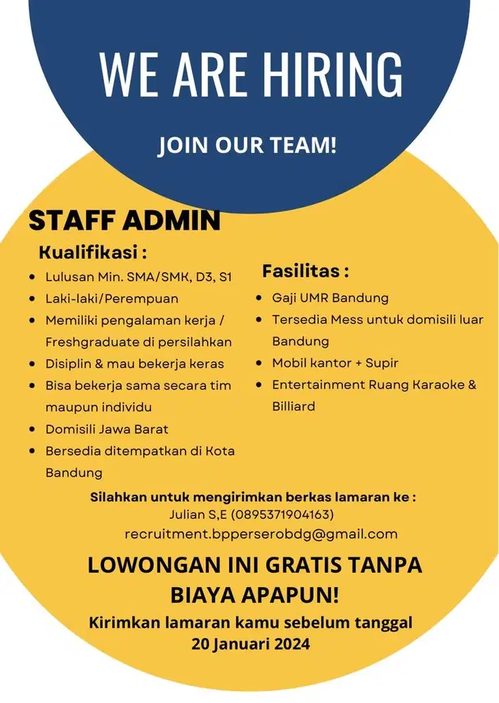 Lowongan Kerja Staff Admin Lowongan