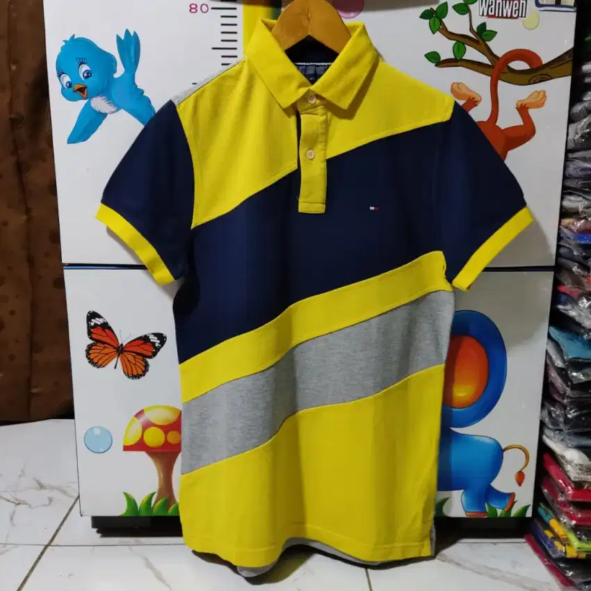 Kaos polo shirt Tommy Hilfiger StripedMulti Colour  original second