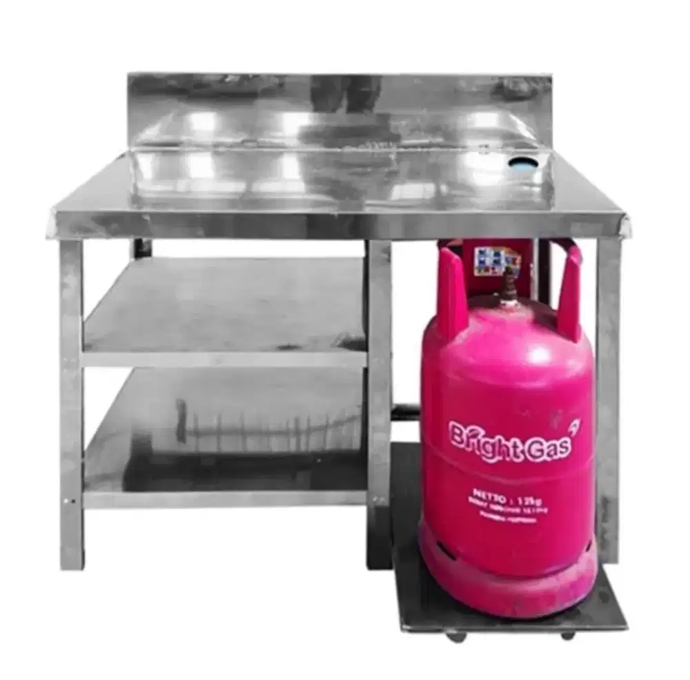 Meja stainless+tempat tabung gas 12kh
