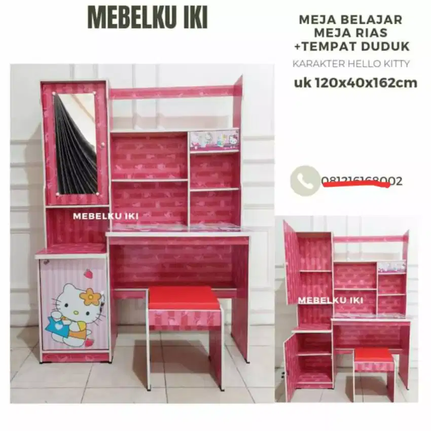 Meja belajar+tempat make up+kursi murah bisa kirim