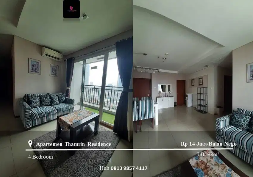 Sewa Apartement Thamrin Residence Middle Floor 3BR+1 Furnished View GI