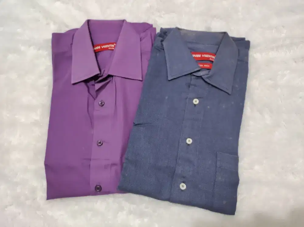 KEMEJA PRIA GIANNI VISENTIN SLIM SIZE 15.5 LENGAN PANJANG 2PCS 170K