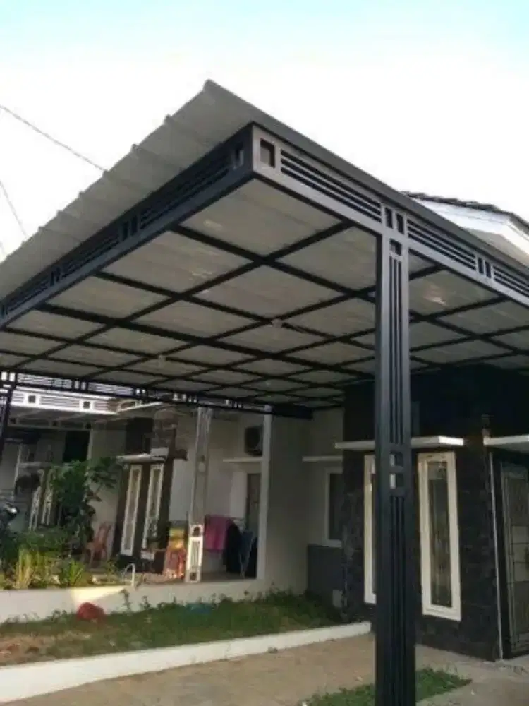 Canopi besi atap alderon double layer curug